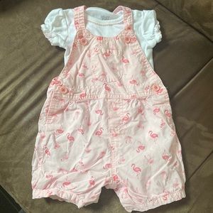 Carters flamingo overall outfit